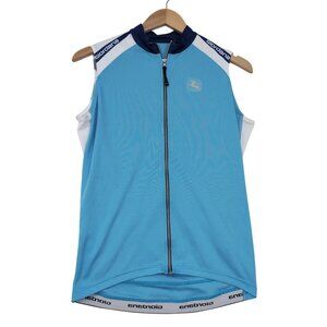 Giordana Cycling Jersey Womens M Blue Full Zip Sleeveless Tank Pockets Quick Dry